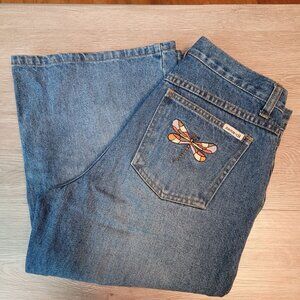 Vtg Zana Di Jeans  Size 9 10 Flare High Rise Dragon Fly Embroidered 80's 90's